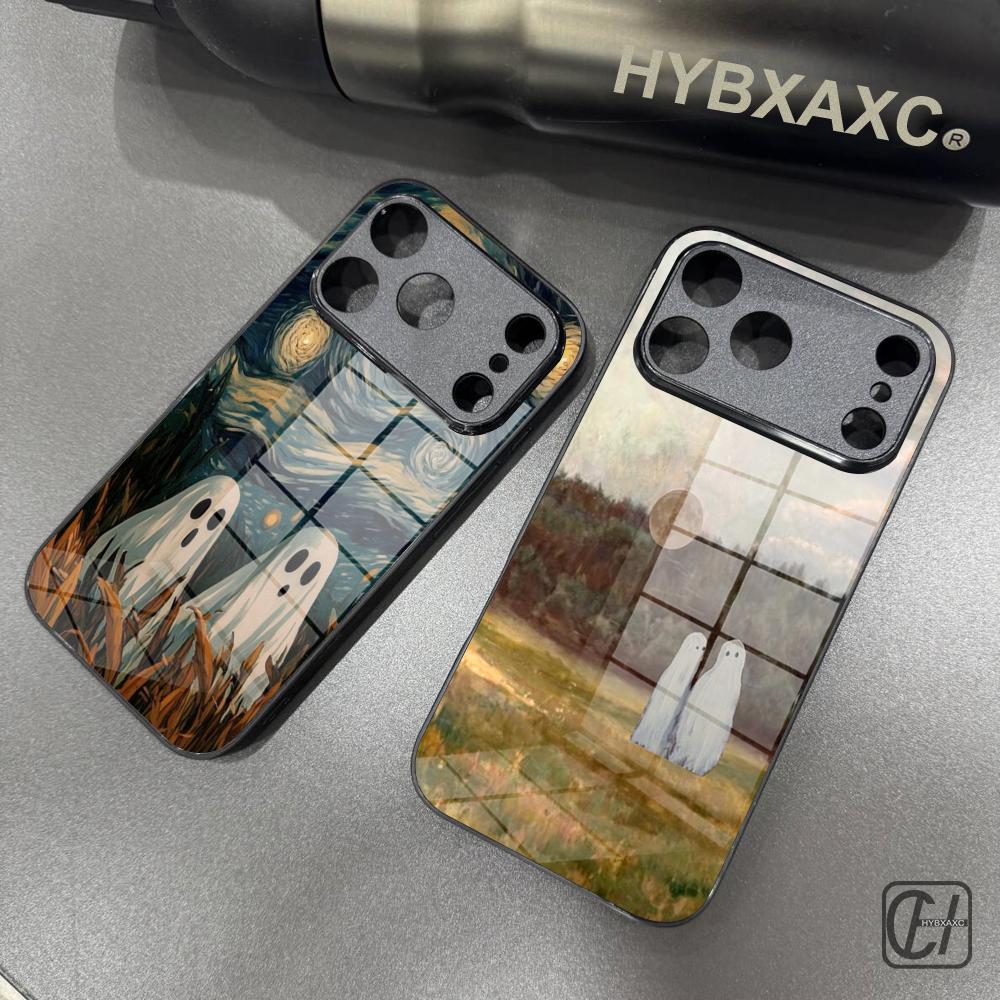Apple Iphone 15 Pro Max - Cute Ghost Shockproof Phone Case Tempered